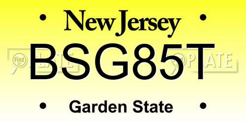 BSG85T New Jersey License Plate