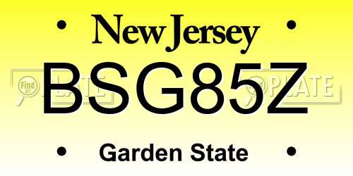 BSG85Z New Jersey License Plate