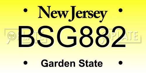 BSG882 New Jersey License Plate