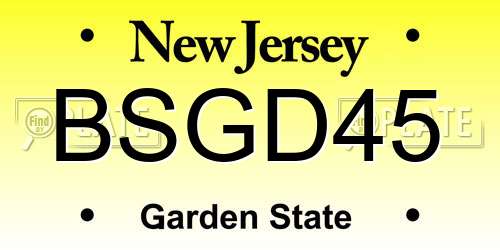 BSGD45 New Jersey License Plate