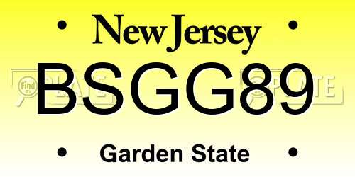BSGG89 New Jersey License Plate
