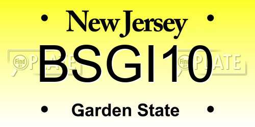 BSGI10 New Jersey License Plate