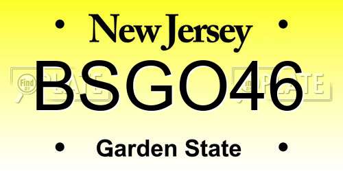 BSGO46 New Jersey License Plate