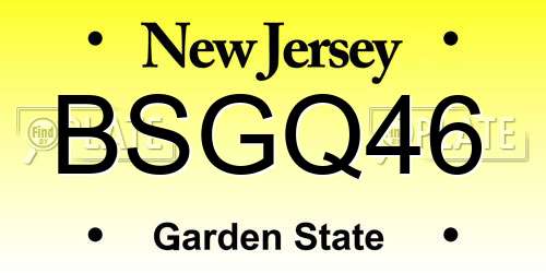 BSGQ46 New Jersey License Plate