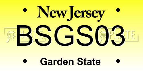 BSGS03 New Jersey License Plate