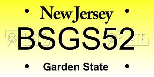 BSGS52 New Jersey License Plate