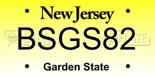 BSGS82 New Jersey License Plate