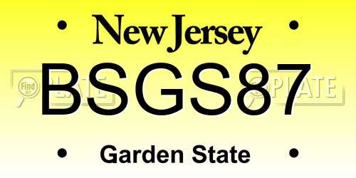BSGS87 New Jersey License Plate