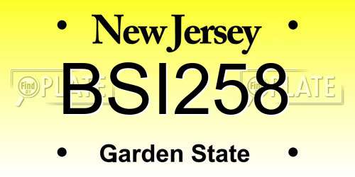 BSI258 New Jersey License Plate