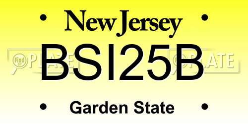 BSI25B New Jersey License Plate