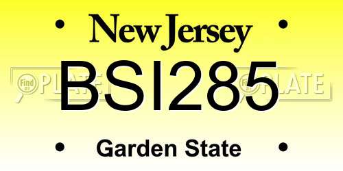 BSI285 New Jersey License Plate