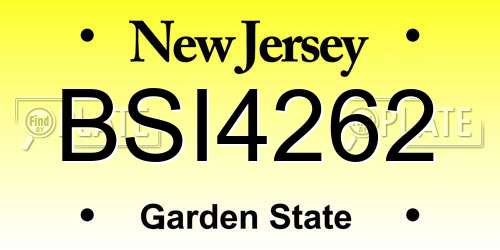 BSI4262 New Jersey License Plate