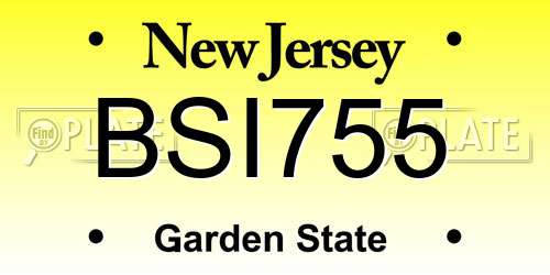 BSI755 New Jersey License Plate