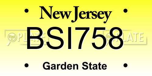 BSI758 New Jersey License Plate