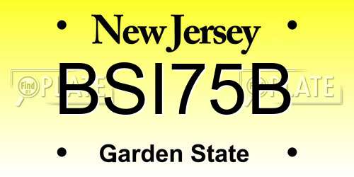BSI75B New Jersey License Plate