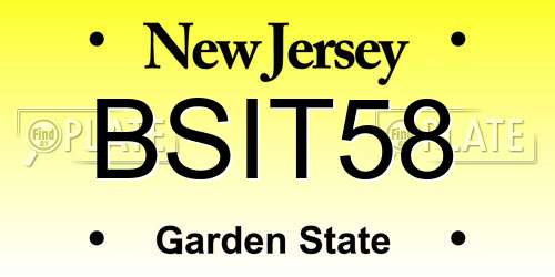 BSIT58 New Jersey License Plate