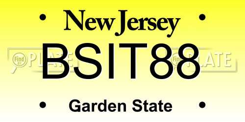 BSIT88 New Jersey License Plate