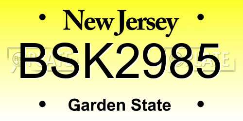 BSK2985 New Jersey License Plate