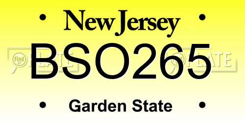 BSO265 New Jersey License Plate