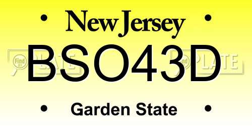 BSO43D New Jersey License Plate
