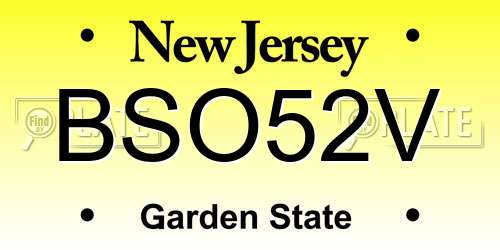 BSO52V New Jersey License Plate