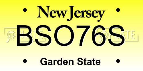 BSO76S New Jersey License Plate