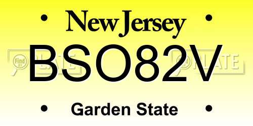 BSO82V New Jersey License Plate