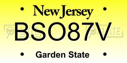 BSO87V New Jersey License Plate