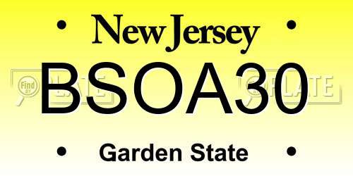 BSOA30 New Jersey License Plate