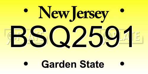 BSQ2591 New Jersey License Plate