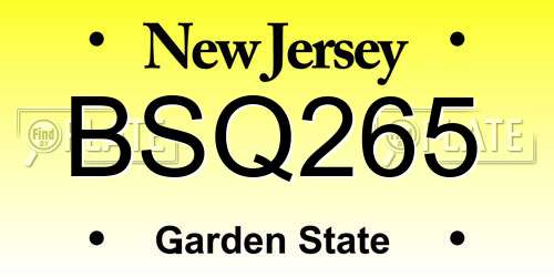 BSQ265 New Jersey License Plate