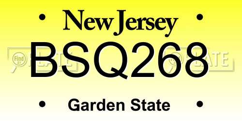 BSQ268 New Jersey License Plate