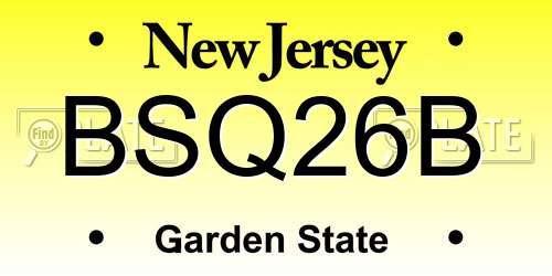 BSQ26B New Jersey License Plate