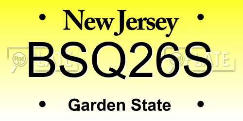 BSQ26S New Jersey License Plate