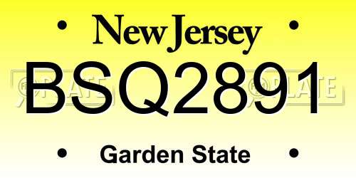BSQ2891 New Jersey License Plate