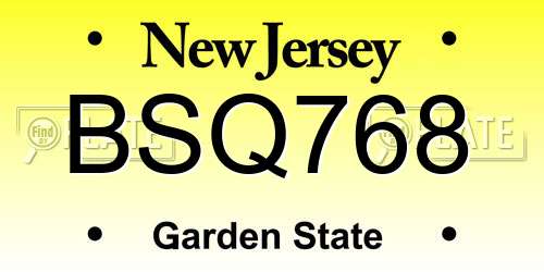 BSQ768 New Jersey License Plate