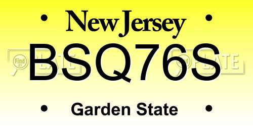 BSQ76S New Jersey License Plate