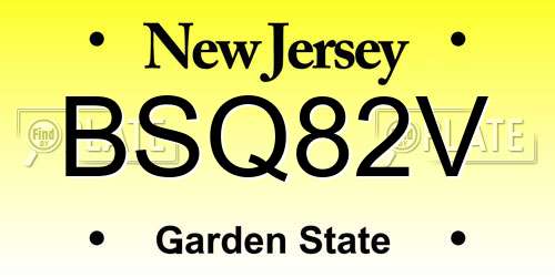 BSQ82V New Jersey License Plate
