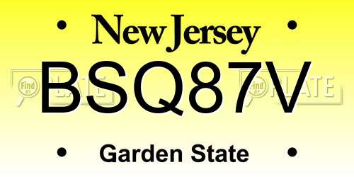 BSQ87V New Jersey License Plate