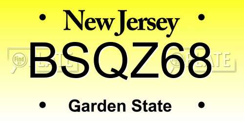 BSQZ68 New Jersey License Plate