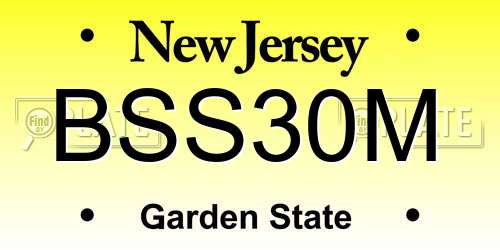 BSS30M New Jersey License Plate