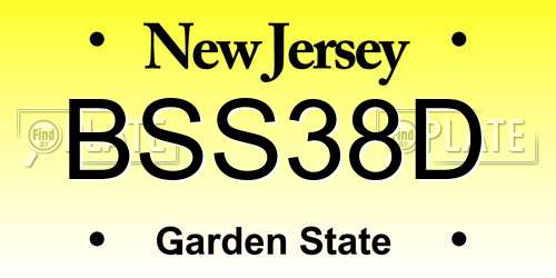 BSS38D New Jersey License Plate