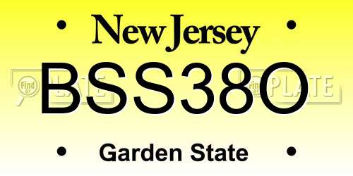 BSS38O New Jersey License Plate