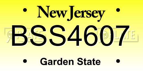 BSS4607 New Jersey License Plate