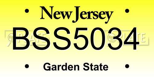 BSS5034 New Jersey License Plate
