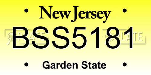 BSS5181 New Jersey License Plate