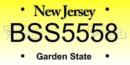 BSS5558 New Jersey License Plate