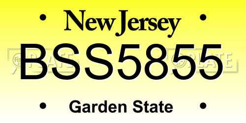 BSS5855 New Jersey License Plate