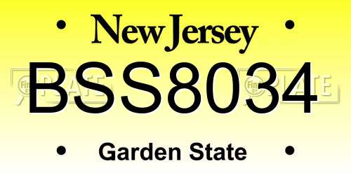 BSS8034 New Jersey License Plate