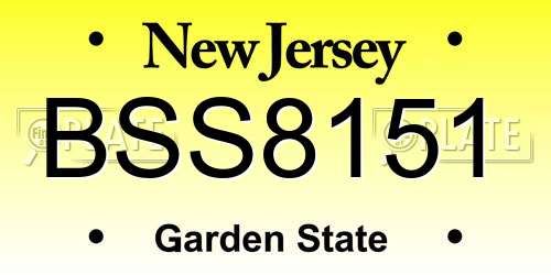 BSS8151 New Jersey License Plate